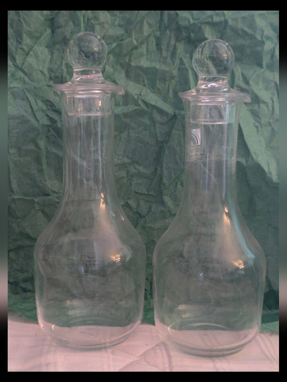 Vintage Luigi Bormioll Light & Music Crystal Tall Wine Decanters